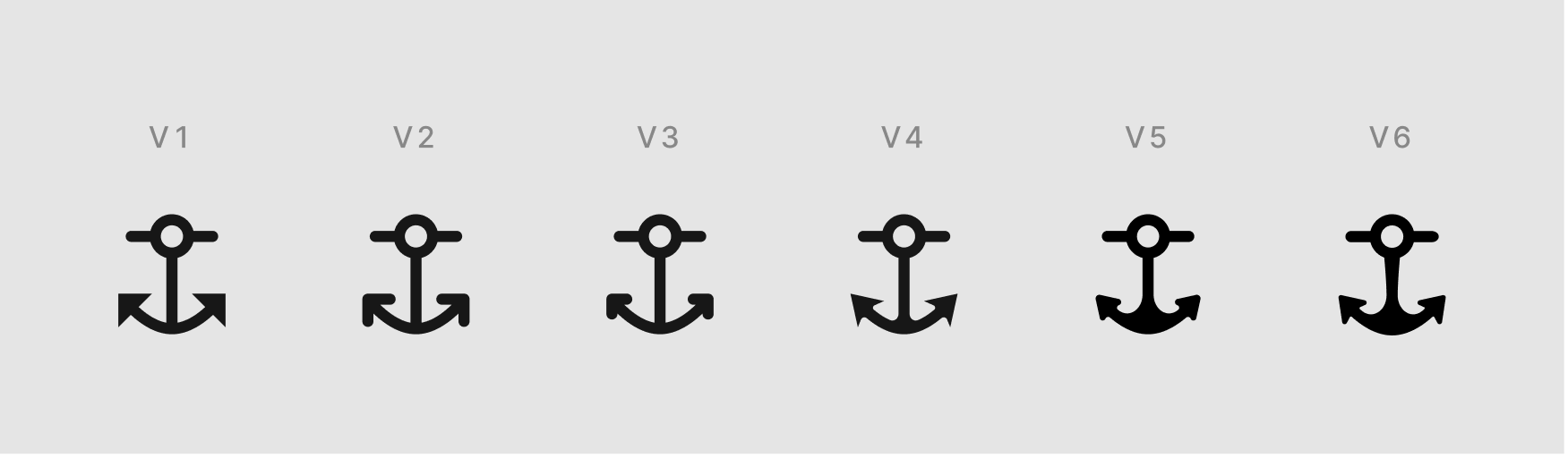 A number of iterations on the Shiplog anchor icon.